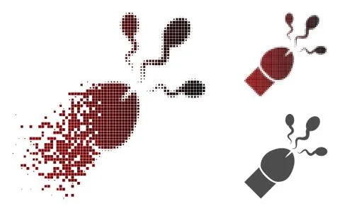 Sparkle Pixelated Halftone Sperm Ejaculation Icon Stock Illustration