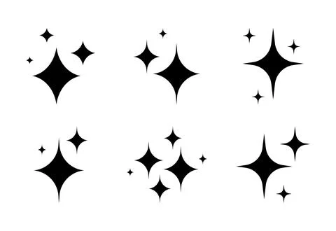 Sparkle set, star vector icons collection, shine star symbol イラスト素材