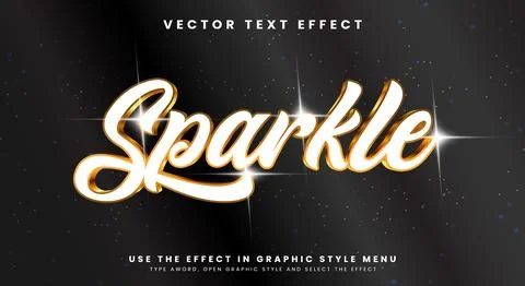 Sparkle shiny 3d editable text effect Template Stock Illustration