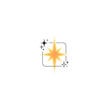 Sparkle star gradient blurred element with line art and sparkles, vector Y2K Stock Illustration