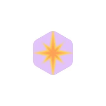 Sparkle star gradient blurred Y2K vector element, yellow snowflake aura in Illustrazione stock