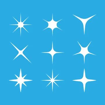 Sparkle, star icon set. Vector illustration, flat design. Ilustración de archivo