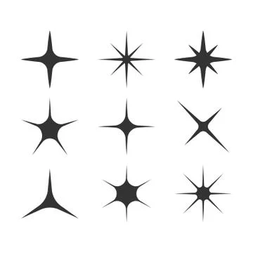 Sparkle, star icon set. Vector illustration, flat design. Illustrazione stock