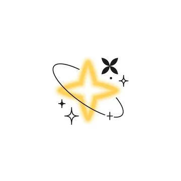 Sparkle star outline gradient blurred element with line art ring and sparkle Ilustración de archivo