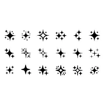 Sparkle Stars Icons Vector Set Twinkle Shine Glitter Stock Illustration