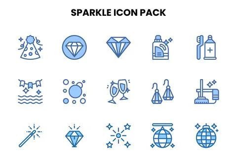 Sparkle Two Colour Bundle Icons Pack 库存插图