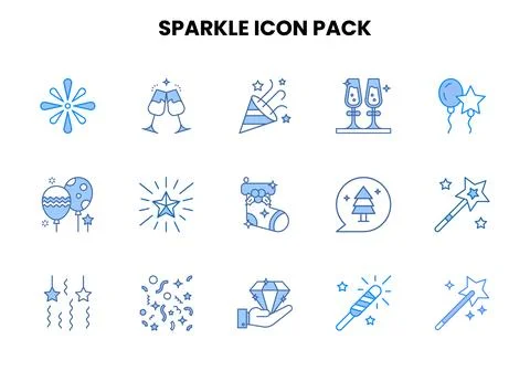 Sparkle Two Colour Collection Icons Pack Stock Illustration