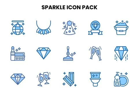 Sparkle Two Colour Design Icons Pack Stock Illustration