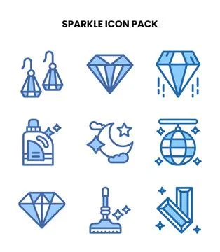 Sparkle Two Colour Set Icons Pack Stock Illustration