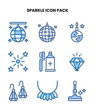 Sparkle Two Colour UI Icons Pack Stock Illustration