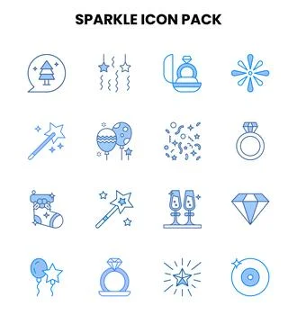 Sparkle Two Colour Vector Icons Pack Stock Illustration