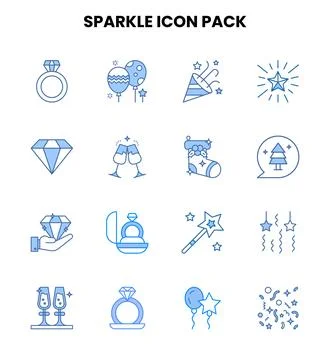 Sparkle Two Colour Vector Icons Pack Stock Illustration