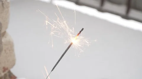 Sparkler (Bengal light) burning Stock Footage 100670378