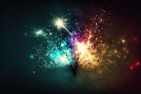 Sparkler on blurred bokeh background Stock Illustration