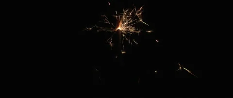 Sparkler burning down in slow motion in the dark. Stock Footage 132965970