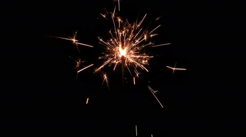 Sparkler burning isolated from start to end on black background. Stock Footage 56253479