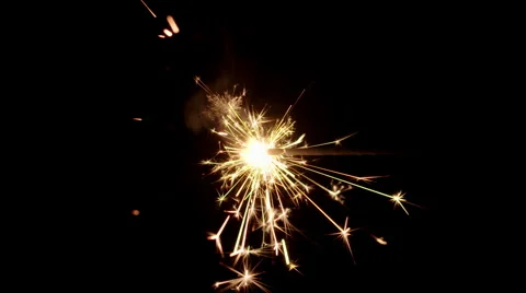 Sparkler burning from left to right on black 60fps 4K Stock Footage 49634096