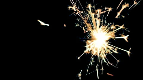 Sparkler burning from right to left on black 4K Stock Footage 49634064