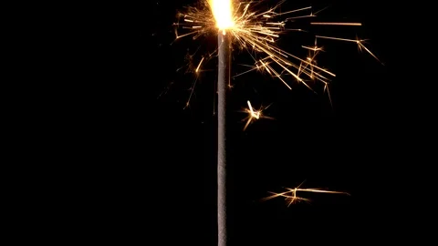 Sparkler burning. Slow motion. Stock Footage 117530491