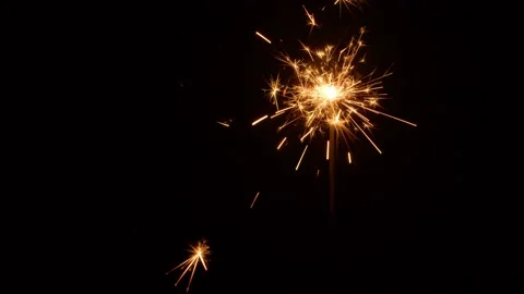 Sparkler burning, sparkling fire element for compositing or new years ads Stock Footage 194157655