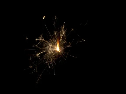 Sparkler Burns Down From Top to Bottom Stock Footage 75900478
