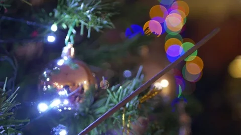 Sparkler in the christmas tree 스톡 동영상 71134654