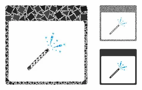Sparkler firecracker calendar page Composition Icon of Bumpy Elements Stock Illustration