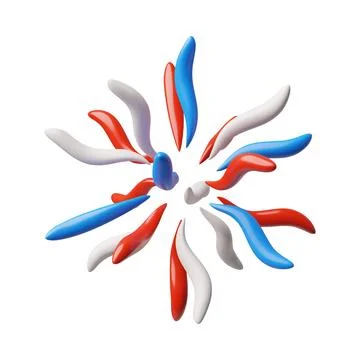 Sparkler, firework explosion 3D vector, American Independence day festive symbol 库存插图