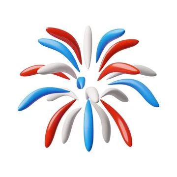 Sparkler, firework explosion 3D vector, American Independence day festive symbol Stock Illustration