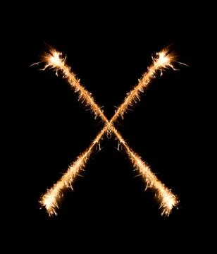 Sparkler firework light alphabet X at night Stock Photos