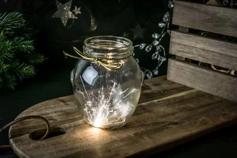 Sparkler in glas jar Stock Photos