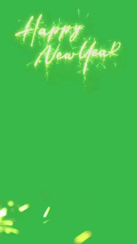 Sparkler Happy New Year Text Vertical Green Screen Video Overlay Stock Footage 344759734