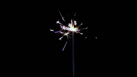 Sparkler isolated on black background. Sparks shooting off sparkler fireworks Stock Footage 156800161