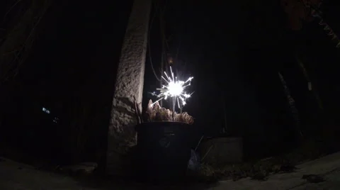 Sparkler in the night sparkle Stock Footage 43964769