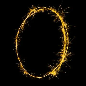 Sparkler Number 0 Zero Golden Glowing Light Symbol Stock Illustration