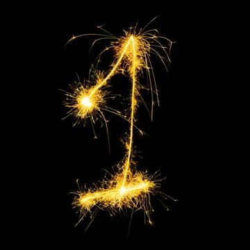 Sparkler Number 1 One Isolated Festive Light Effect Stock Illustration