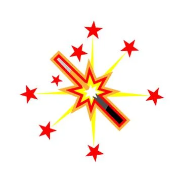 Sparkler or bengal light flat icon isolated. Vector burning pyrotechnic Stock Illustration