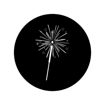 Sparkler. Vector illustration in the form of a round black and white icon for Illustrazione stock