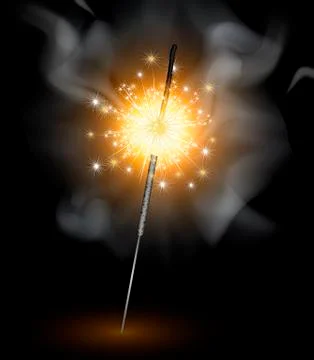 Sparklers on black background Stock Illustration