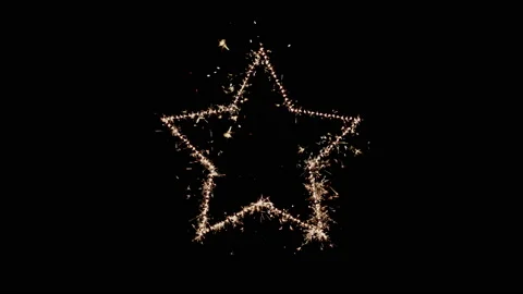Sparklers Forming Into A Five-pointed Star On A Dark Background Stock-Footage 230452860