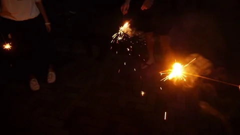 Sparklers with friends Stock Footage