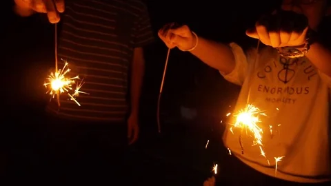 Sparklers with friends variation Stock Footage