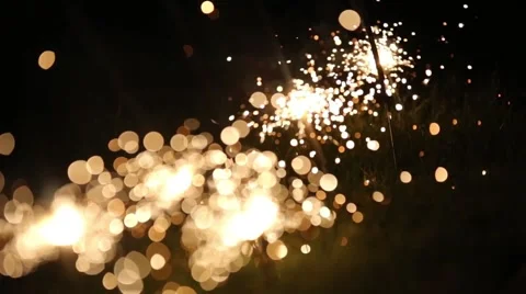 Sparklers at night 2 Stock Footage 55127051