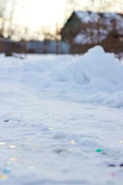 Sparkles close-up on snow Stock Photos