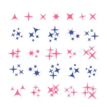Sparkles icon set. Star element. Sparkle lights vector Stock Illustration