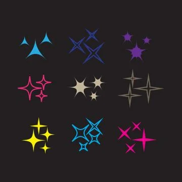Sparkles icon set. Star element. Sparkle lights vector Stock Illustration