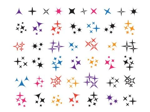 Sparkles icon set. Star element. Sparkle lights vector Stock Illustration