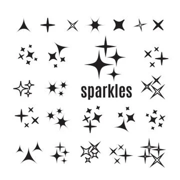 Sparkles icon set. Star element. Sparkle lights vector Stock Illustration
