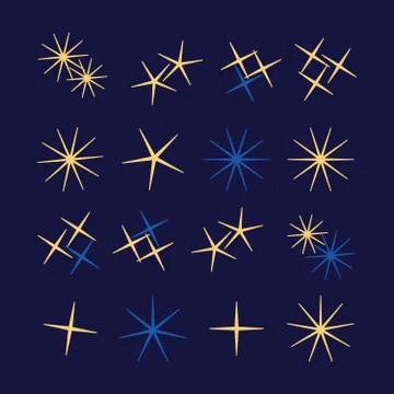 Sparkles icon set. Star element. Sparkle lights vector Stock Illustration