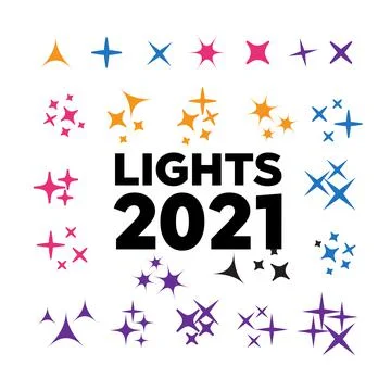Sparkles icon set. Star element. Sparkle lights vector Stock Illustration